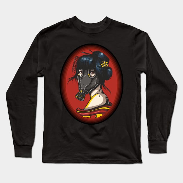 Steampunk Lady Gas Mask Birthday Gift Shirt Long Sleeve T-Shirt by KAOZ